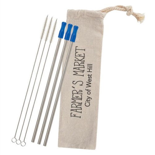 3-Pack Stainless Straw Kit with Cotton Pouch