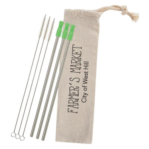 3-Pack Stainless Straw Kit with Cotton Pouch