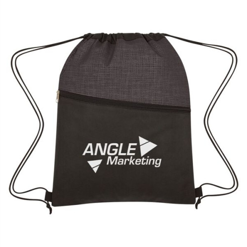 Crosshatch Two-Tone Non-Woven Drawstring Bag
