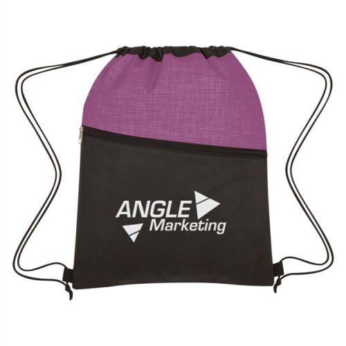 Crosshatch Two-Tone Non-Woven Drawstring Bag