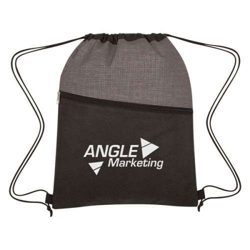 Crosshatch Two-Tone Non-Woven Drawstring Bag