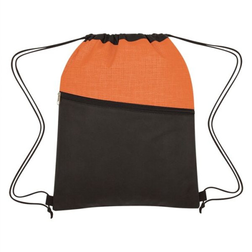 Crosshatch Two-Tone Non-Woven Drawstring Bag