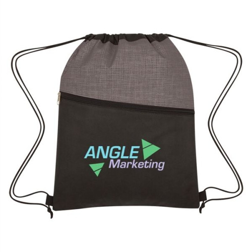 Crosshatch Two-Tone Non-Woven Drawstring Bag