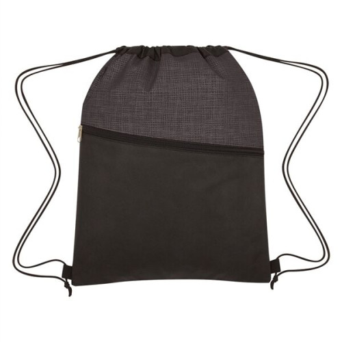 Crosshatch Two-Tone Non-Woven Drawstring Bag