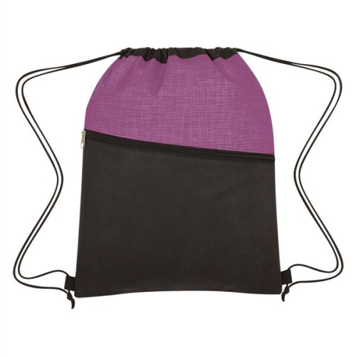 Crosshatch Two-Tone Non-Woven Drawstring Bag
