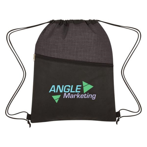 Crosshatch Two-Tone Non-Woven Drawstring Bag