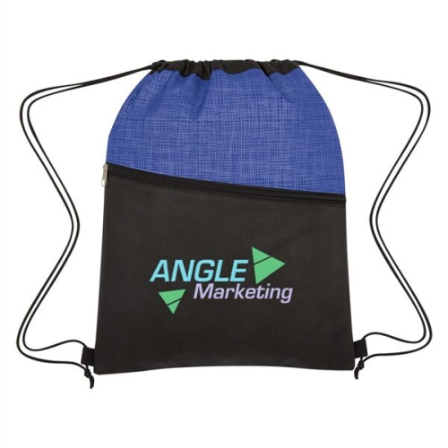 Crosshatch Two-Tone Non-Woven Drawstring Bag