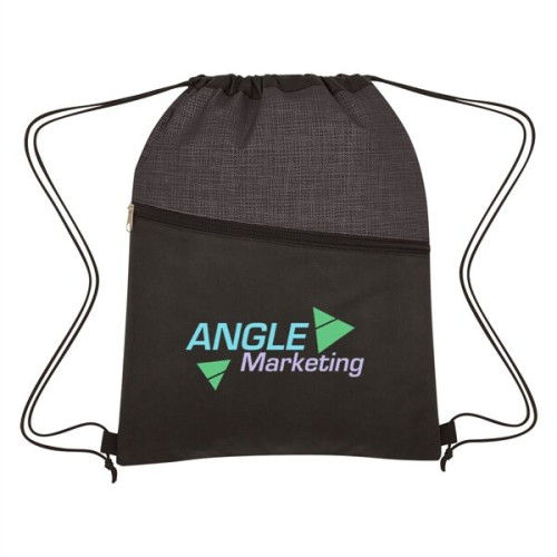 Crosshatch Two-Tone Non-Woven Drawstring Bag