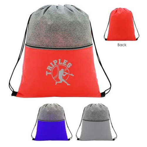 Color Basics Heathered Non-Woven Drawstring Bag