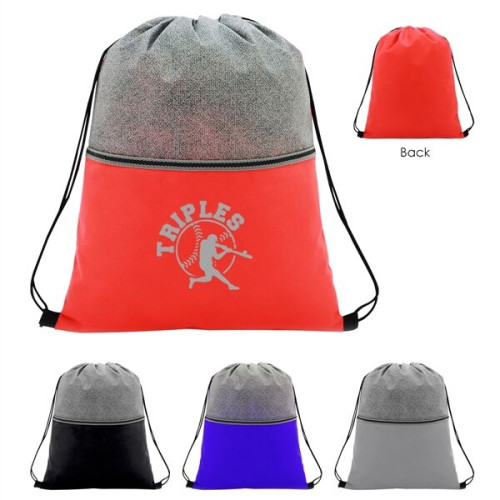 Color Basics Heathered Non-Woven Drawstring Bag