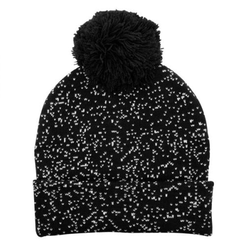 Speckled Pom Beanie With Cuff