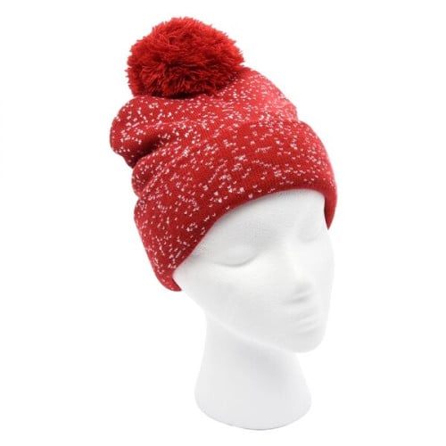 Speckled Pom Beanie With Cuff