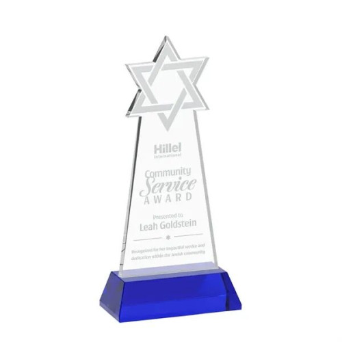 Star of David Award on Hartford Base - Blue