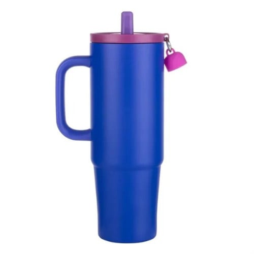 Kentia SS Travel Mug w/Silicone Straw & Charm Holder - 30oz