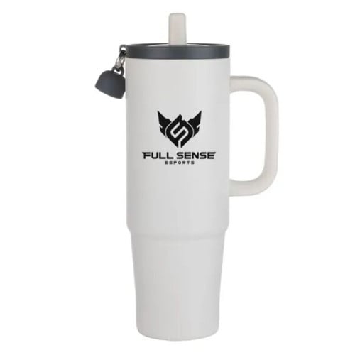 Kentia SS Travel Mug w/Silicone Straw & Charm Holder - 30oz