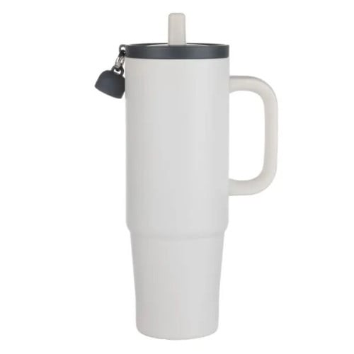 Kentia SS Travel Mug w/Silicone Straw & Charm Holder - 30oz