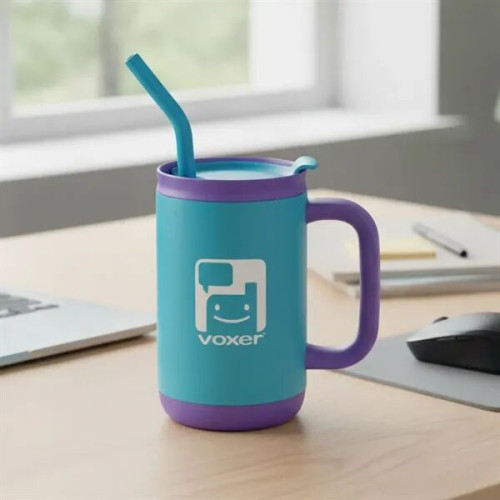 Abelia SS Sip & Twist Lid Mug w/Straw - 16oz