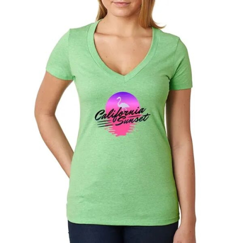 Next Level Ladies CVC Deep V Crew Neck Tee Shirts