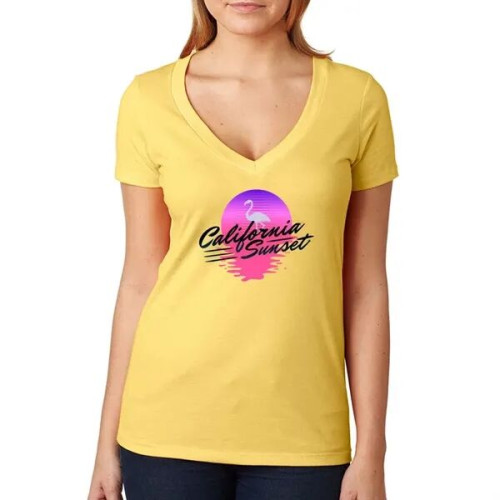 Next Level Ladies CVC Deep V Crew Neck Tee Shirts