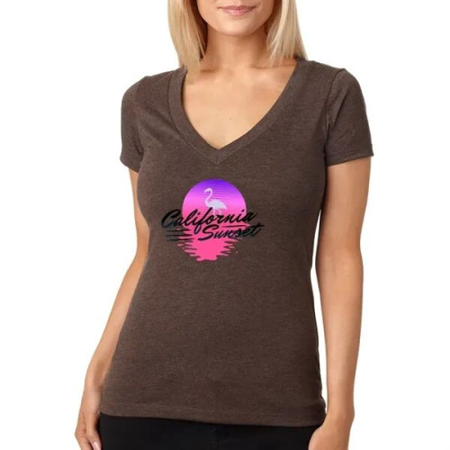 Next Level Ladies CVC Deep V Crew Neck Tee Shirts