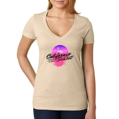 Next Level Ladies CVC Deep V Crew Neck Tee Shirts