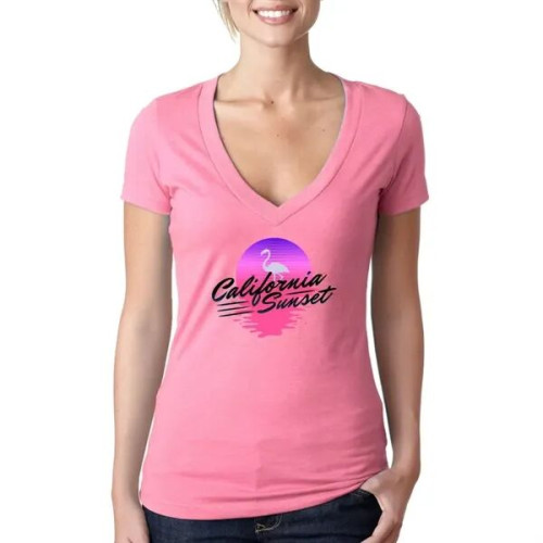 Next Level Ladies CVC Deep V Crew Neck Tee Shirts