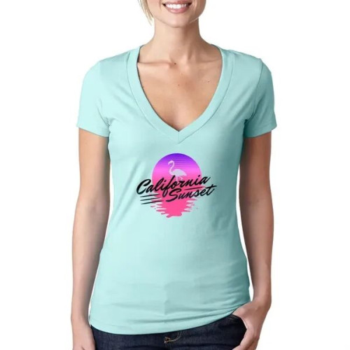 Next Level Ladies CVC Deep V Crew Neck Tee Shirts