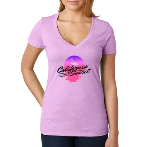Next Level Ladies CVC Deep V Crew Neck Tee Shirts