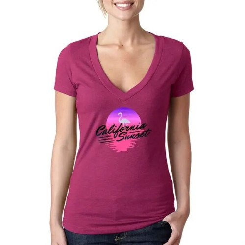 Next Level Ladies CVC Deep V Crew Neck Tee Shirts