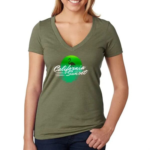 Next Level Ladies CVC Deep V Crew Neck Tee Shirts