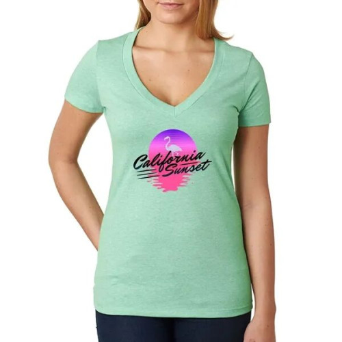Next Level Ladies CVC Deep V Crew Neck Tee Shirts