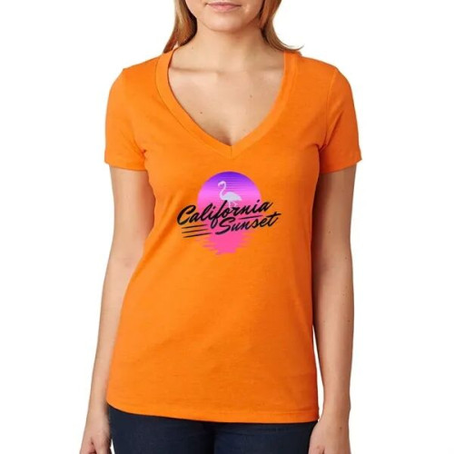 Next Level Ladies CVC Deep V Crew Neck Tee Shirts