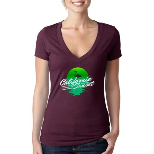 Next Level Ladies CVC Deep V Crew Neck Tee Shirts