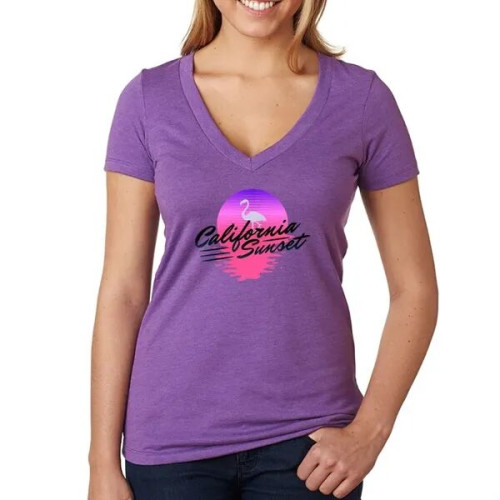 Next Level Ladies CVC Deep V Crew Neck Tee Shirts