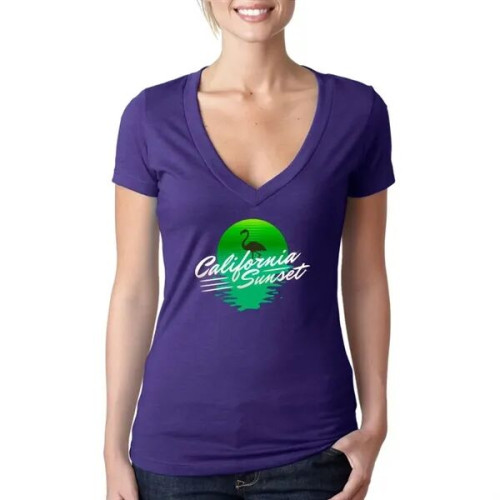 Next Level Ladies CVC Deep V Crew Neck Tee Shirts