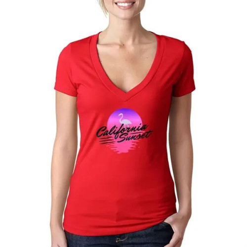 Next Level Ladies CVC Deep V Crew Neck Tee Shirts