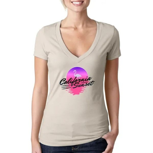 Next Level Ladies CVC Deep V Crew Neck Tee Shirts