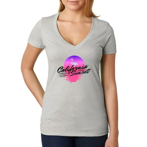 Next Level Ladies CVC Deep V Crew Neck Tee Shirts