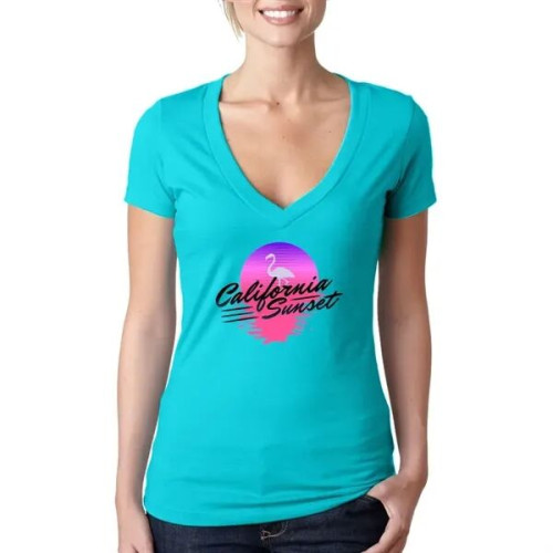 Next Level Ladies CVC Deep V Crew Neck Tee Shirts