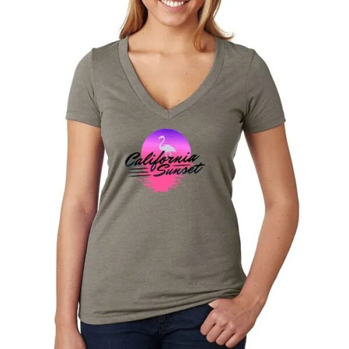 Next Level Ladies CVC Deep V Crew Neck Tee Shirts