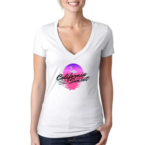 Next Level Ladies CVC Deep V Crew Neck Tee Shirts