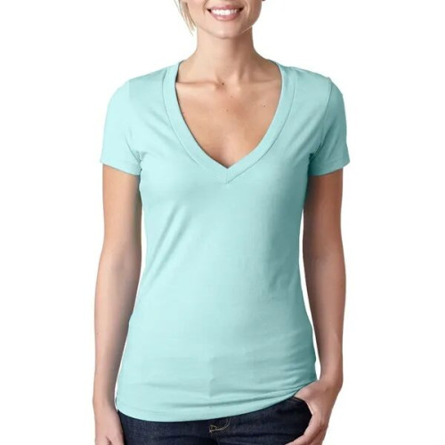 Next Level Ladies CVC Deep V Crew Neck Tee Shirts