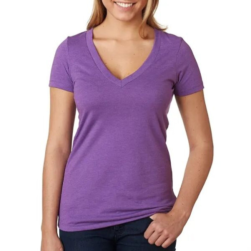 Next Level Ladies CVC Deep V Crew Neck Tee Shirts