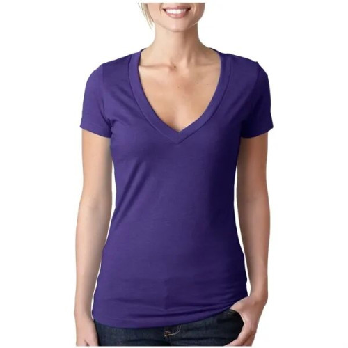 Next Level Ladies CVC Deep V Crew Neck Tee Shirts