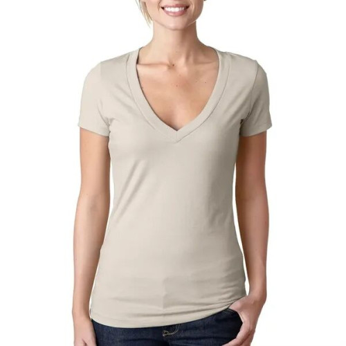 Next Level Ladies CVC Deep V Crew Neck Tee Shirts