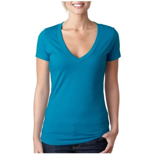 Next Level Ladies CVC Deep V Crew Neck Tee Shirts
