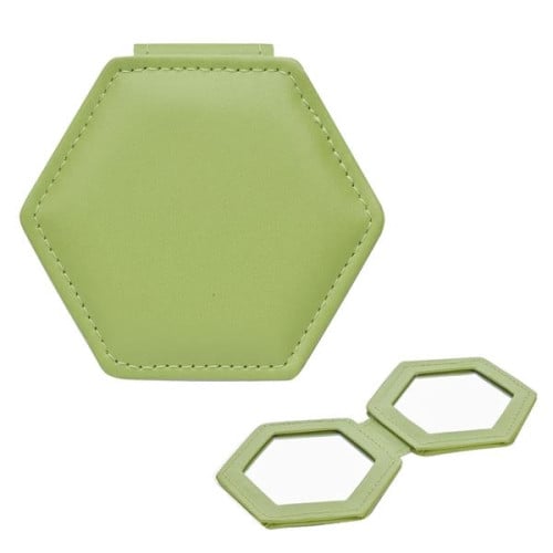 Leatherette Compact Mirror With Dual Magnification