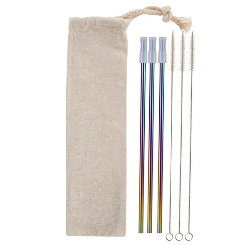 3- Pack Park Avenue Stainless Straw Kit with Cotton Pouch