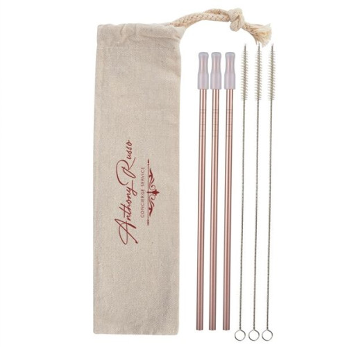 3- Pack Park Avenue Stainless Straw Kit with Cotton Pouch
