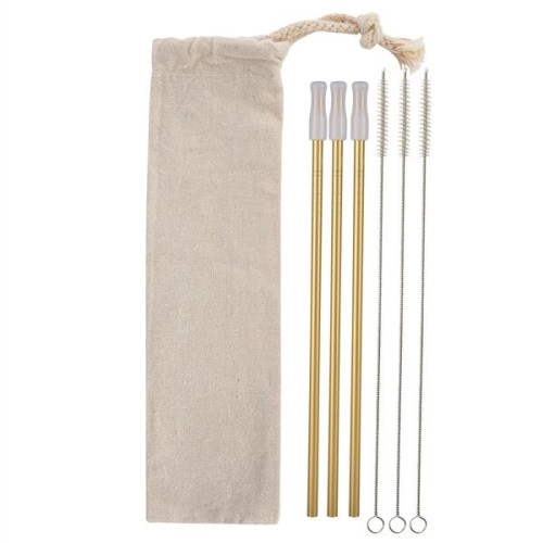 3- Pack Park Avenue Stainless Straw Kit with Cotton Pouch